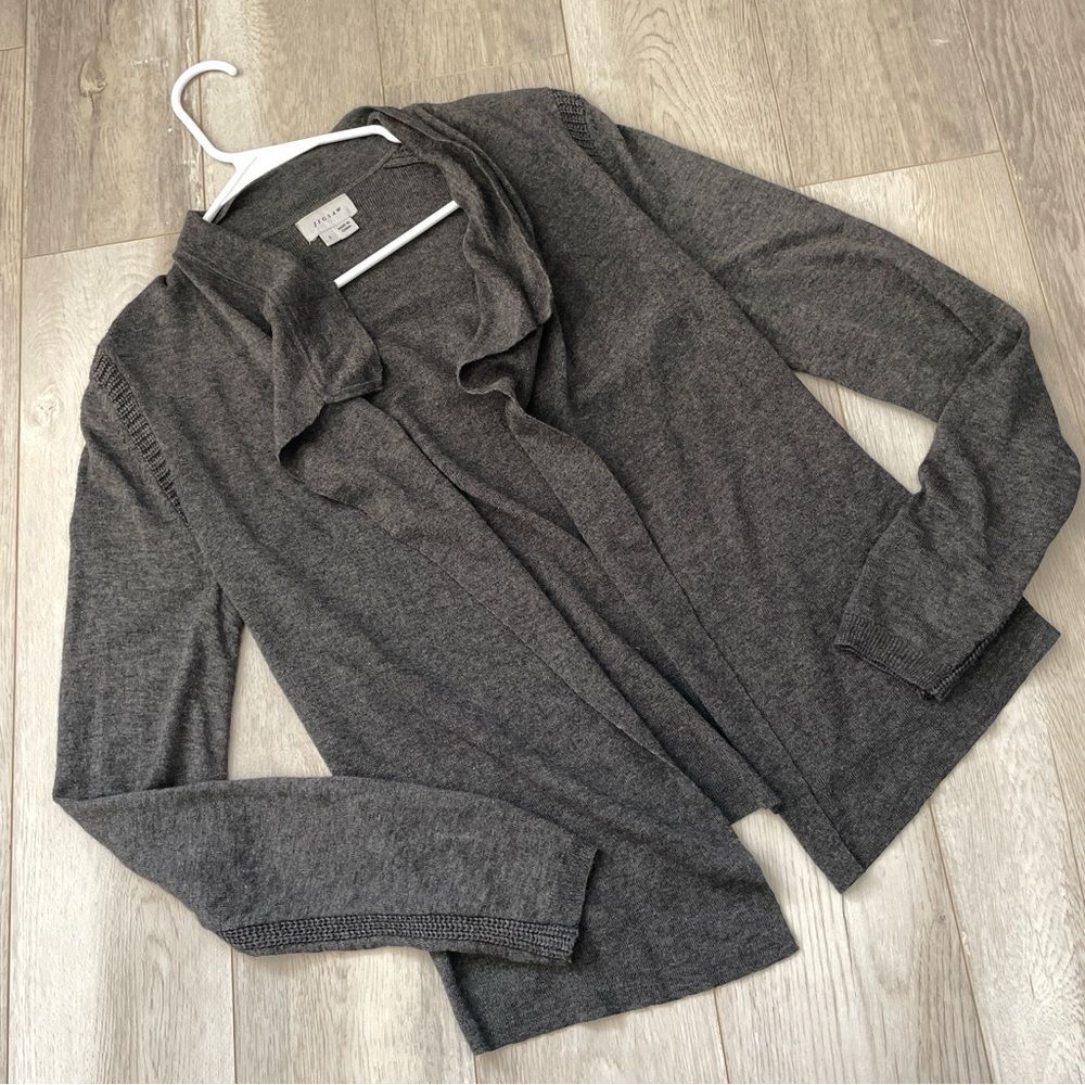 Jigsaw Wool Cardigan Sweater open light womens Gray (small) contemporary classic